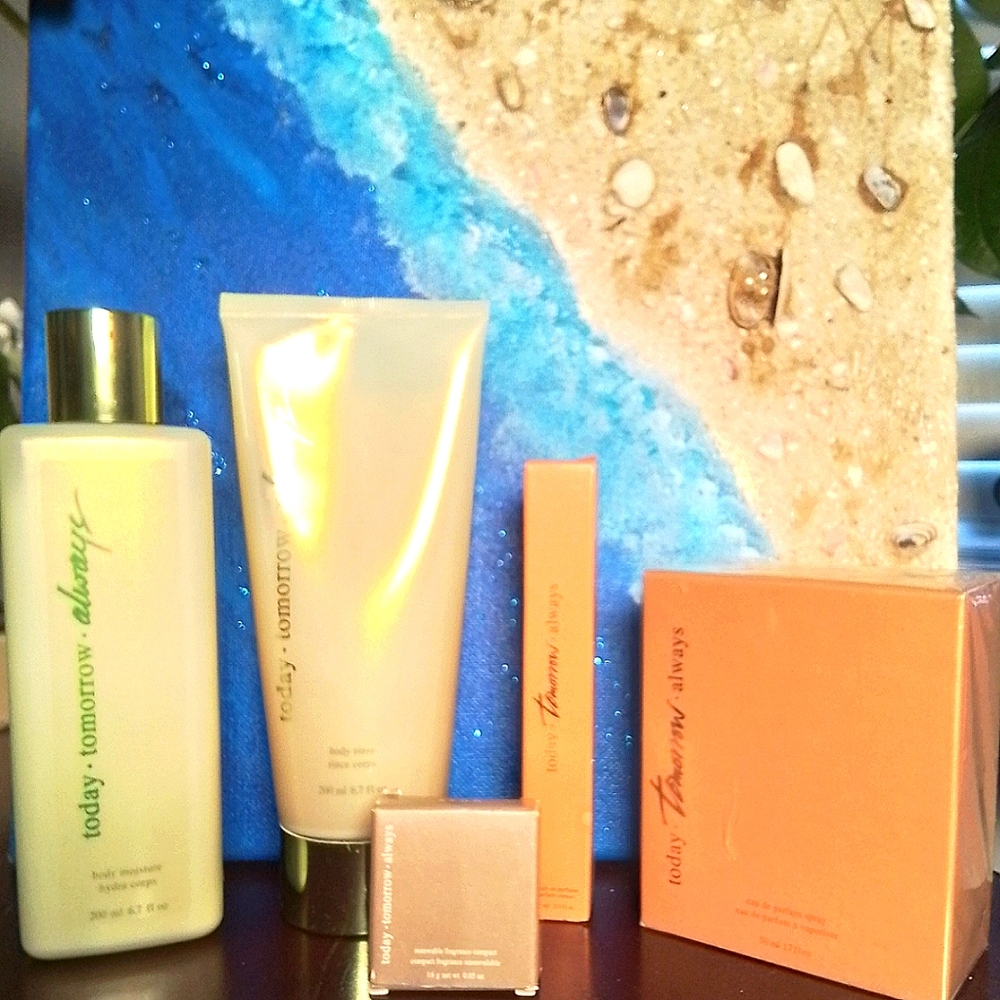 Bundle of Today, Tomorrow, Always scented lotion, rinse, perfume, 2 roll ons.